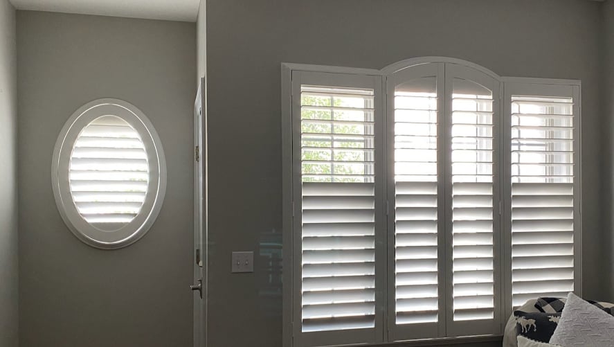 Plantation shutters on circular windows